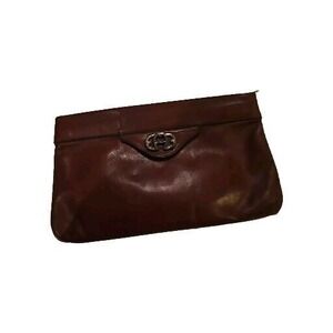 Vintage Etienne Aigner Handbag Purse Clutch 70s 80s Oxblood‎ Leather Brass Logo